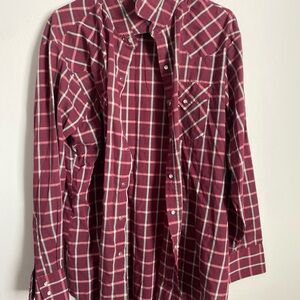 Ely Cattleman Burgundy Plaid Button Down Shirt